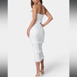 Bebe Smock Ruffle Maxi Dress